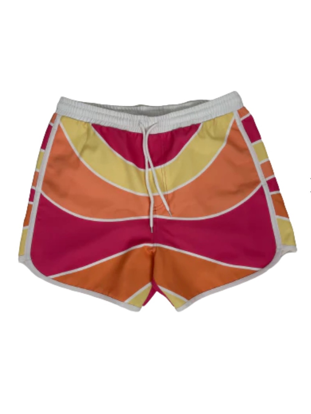 LainSnow Men's Retro Wave Board Shorts - Pink Orange Yellow